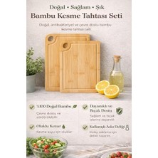 2’li Bambu Kesme Tahtası Seti, Doğal ve Dayanıklı Ahşap Mutfak Panosu, Bıçak Dostu Yüzey, Hijyenik ve Çizilmeye Dayanıklı, Et, Sebze, Meyve ve Ekmek Için Çok Amaçlı Kullanım.