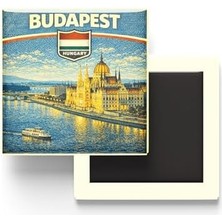 Macaristan Budapeşte Şehri Temalı Vintage Buzdolap Magneti – 9x9 cm