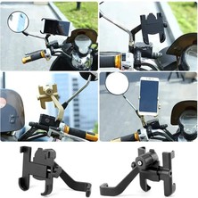 Infomax Alüminyum Bisiklet ve Scooter Telefon Tutucu, 360° Dönebilir, Ayarlanabilir, Metal Malzeme, Siyah