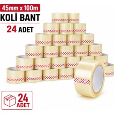 Liva Ambalaj 24 Adet Şeffaf Koli Bandı 45 mm x 100 M Güçlü Yapışkan Ambalaj Paketleme Bandı