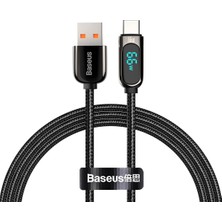 Display Hızlı Şarj Kablosu USB To Type-C 66W, 1m, Siyah
