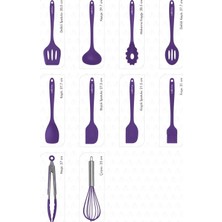 Salvatore 10 Parça Mor Isıya Dayanıklı Yanmaz Yapışmaz Silikon Spatula Seti - VLT1156