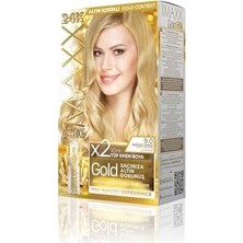 Serisi 24K Altın Parçacıklı Serum ile 1 Kutu 2 x 50 ml ve Geliştiriciler Saç Boyası (Buğday Sarısı 9.0)
