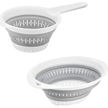 Katlanabilir Süzgeç Seti, 40 cm Yuvarlak ve 30,5 x 14 cm Saplı, Bpa Içermeyen, Beyaz ve Gri, 2'li