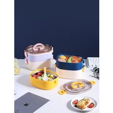 Beslenme Kutusu Iki Katlı - Paslanmaz Çelik - 1900ML Yeni Nesil Beslenme Kabı Lunch Box (Mavi)