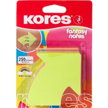 Kores 70 x 70 mm (Ok Işareti), Fantasy Yapışkanlı Not Kağıdı ile 5 Neon Renkler, 250 Adet)