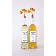 Altın Ginkgo Akıtmaz Tıpalı Dibi Çukur Şeffaf Cam Şişe 2'li 750 ml Yağdanlık Yağlık