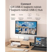 Usb-C Hub, 7 Portlu, 60 Hz’de 4K HDMI Ekran Desteği, Sd ve Microsd Yuvaları, 100W Güç Iletimi, 5gbps Veri Aktarımı, Macbook, iPad Pro, Chromebook Için Usb-C Çoklu Port Adaptörü, HDMI 2.0, Siyah