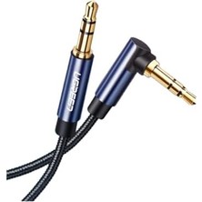 90 Derece L Tipi 3.5 mm Aux Ses Kablosu Mavi 2 Metre