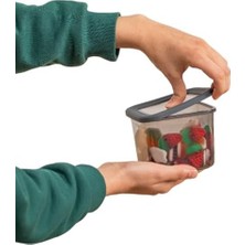 3'lü Set Sızdırmaz Kapaklı Kare Erzak Saklama Kabı 650ML - 1300ML - 1900ML Antrasit