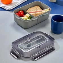 Beslenme Kutusu, 2 Bölmeli Lunch Box, Kaşık ve Çatal Dahil, Bpa Free, Kilitlenebilir Kapak, Çatal Kaşık Bölmeli