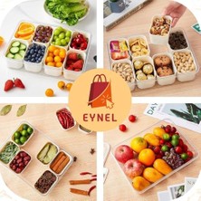 8 Bölmeli Kilitli Kapaklı Taşınabilir Atıştırma Kabı, Kahvaltılık, Piknik Seti, Çok Amaçlı Saklama Kapları (Krem 1 Adet)
