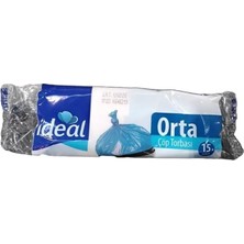 Ideal Orta Boy Çöp Poşeti 15'li 50X60 Cm, Sızdırmaz ve Yırtılmaz, Ekonomik Orta Boy Çöp Torbası, Geri Dönüştürülebilir Atık Torbası, Doğa Dostu, Sürdürülebilir, Güçlü ve Dayanıklı Çöp Poşeti