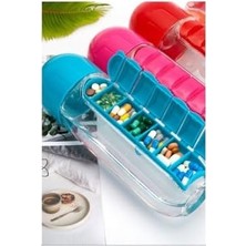 Kutulu Matara Suluk 600ML 7 Günlük Hap Kutusu Organizer Spor Sızdırmaz Su Şişesi