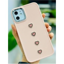 Iphone 11 ile Uyumlu 4 Pembe Kalp Tasarımlı Oyuncaklı Esnek Silikon Kılıf