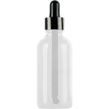 100 ml Metal Kapaklı Damlalık Dropper Şişesi Serum 100 cc Cam Şişe 6 Adet (Siyah Kapak, Şeffaf)