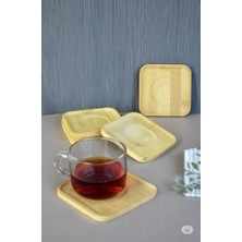 Bambu Serisi 10 cm Genişlikte Kare 6'lı Çay Bardağı Altlığı