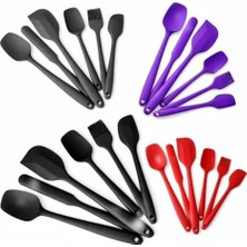 6 Parça Silikon Mutfak Gereçleri Seti, Isıya Dayanıklı Spatula, Fırça ve Kaşık Seti, Yapışmaz Tencere Dostu, Kırmızı, Siyah, Mor ve Koyu Füme Renk Seçenekleri (Koyu Füme)
