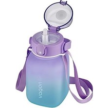 1100ML Çocuk Askılı Pipetli/pipetsiz Kullanım Çift Renk Softtouch Motivasyon Matarası Çıkartma Hediyeli