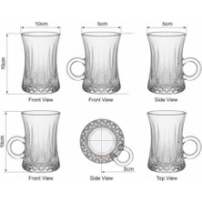 Lüks Kulplu Çay Fincanı 6 Adet |  Berraklığında Cam | Estetik ve Ergonomik Tasarım Çay Bardağı Seti