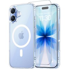 Psr Aksesuar iPhone 17 Uyumlu Şeffaf Magsafe Manyetik Şarj Destekli Koruyucu Kılıf + Temperli Cam Ekran Koruyucu Seti (Iphone 17)