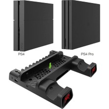 Ps4 Pro ve Slim Için Fanlı Dikey Soğutucu ve Kol Şarj Edici Organizatör Stand TP4-882