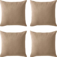 De'vor Perde Kırlent Kılıfı 4'lü Set - Gizli Fermuarlı - Kadife Dokulu,bej 43 x 43