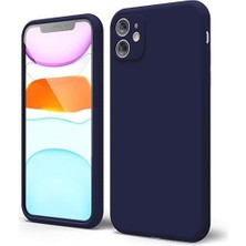Apple iPhone 11 Kılıf 6.1 ile Uyumlu,  Ince Sıvı Silikon 3 Katmanlı Tam Kaplamalı Yumuşak Jel Kauçuk Kılıf Kapak 6.1 Inç, Lacivert