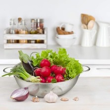 Paslanmaz Çelik 26CM Çift Kulplu Sepet Süzgeç, Salata, Meyve, Makarna Süzgeci - Paslanmaz Çelik Çift Kulplu 26CM Sepet Süzgeç
