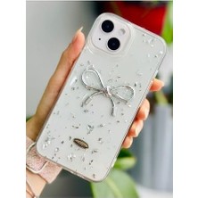 Apple Iphone 13-14 - 15 ile Uyumlu Şeffaf Simli Epoksili Telefon Kılıfı