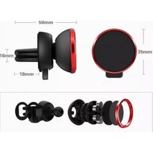 Araç Telefon Tutacağı Güçlü Mıknatıs / 360° Dönme/metal Gövde, Manyetik Cep Telefonu Tutacağı, Tüm Telefonlar Için Gösterge Panelinde Yapıştırma, 6 Mıknatıslı Son Teknoloji, Kırmızı