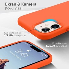 iPhone Kılıf Ince Sıvı Silikon 3 Katmanlı Tam Kaplamalı Yumuşak Jel Kauçuk Kılıf Kapak (Açık Turuncu, iPhone 11)
