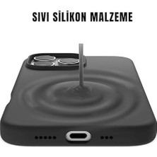 iPhone 16 ile Uyumlu Lansman Silikon Kılıf, Kamera Korumalı Kadife Iç Astarlı Esnek ve Darbe Emici Mat Siyah Kapak