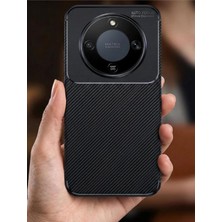 - Honor ile Uyumlu Magic 8 Lite Kılıf Kamera Korumalı Çıkıntılı Karbon Desenli Renk Atmaz Koruyucu Negro Kapak - Siyah