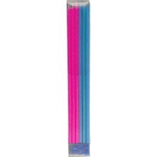 Pembe Mavi Çubuk Mum 20 cm 6 Adet
