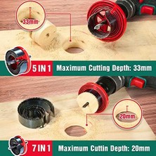 Hychıka Better Tools For Better Lıfe Delik Testeresi Seti Kutu Matkabı 7 Testere Çelengi ve 5 Testere Çelengi, Ahşap, Alçı Panel, Sunta, Delik Delme Için