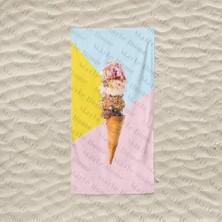 Ice Cream / Dondurma - Baskılı Plaj Havlusu