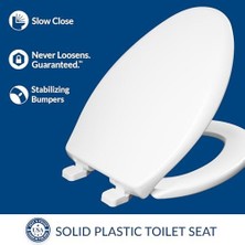 18100SL 000 Collins Wc Oturağı, Yavaş Kapanan Plastik, Asla Çözülmez, Süper Kaymaz Tamponlar, Elongated, Uzun Ömürlü Masif Plastik, Beyaz