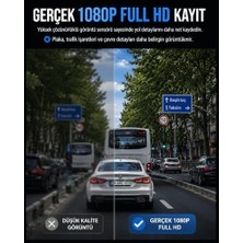 Araç Ici Kamera Wifi 3 Kameralı Full Hd 1080P 30FPS Dash Cam Arka Kamera, Park Modu, Geniş Açılı Gece Görüşlü