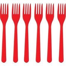 Plastik Kırmızı Çatal 25'li