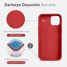 iPhone Kılıf Ince Sıvı Silikon 3 Katmanlı Tam Kaplamalı Yumuşak Jel Kauçuk Kılıf Kapak (Koyu Kırmızı, iPhone 11)