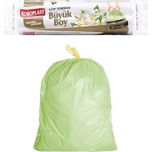 Yasemin Kokulu Büyük Boy Büzgülü Çöp Poşeti 10'lu 65X67 Cm, Kolay Bağlanır Kokulu Büzgülü Büyük Boy Çöp Torbası, Sızdırmaz, Yırtılmaz, Geri Dönüştürülebilir Atık Torbası, Güçlü Çöp Poşeti