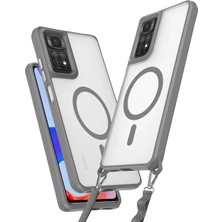 Manyetik Magsafe Destekli Askı Aparatlı Darbe Emici Kılıf Gri Redmi Note 11 Pro ile Uyumlu