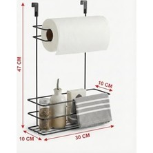 Dolap Içi Asılabilir Metal Kağıt Havluluk ve Deterjan Sepeti Organizer – Dolap Kapağına Asılabilir Kağıt Havlu Askılığı, Deterjan Düzenleyici Raf, Mutfak ve Banyo Kapak Içi Metal Organizer