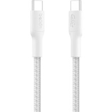 Eco Örgülü Usb-C - Usb-C Kablosu, 1 M, 240 W, Yumuşak, Esnek Hızlı Şarj Kablosu, 16, Galaxy S25, 9, Macbook, iPad Pro ve Daha Fazlası Için Tip-C Şarj Kablosu - Beyaz (Usb 2.0)