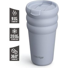 3 Bubble Two-Cap Straw Tumbler Çelik Termos 600 ml Zen Blue ST-246