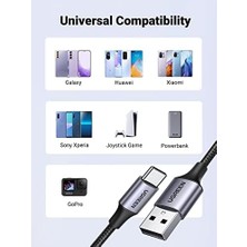 2.0 A Usb-A & Usb-C Örgülü Şarj ve Data Kablosu, 25 Santimetre, Siyah, 60124