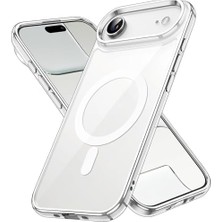iPhone 17 Pro Max ile Uyumlu Kılıf Şeffaf M-Tacsafe Wireless Halka Şeklindeki Magnetik Dizayn Magsafe ile Uyumlu Attractive Logo Gösteren iPhone 17 Pro Max Için Şeffaf Kapak Mag-Safe