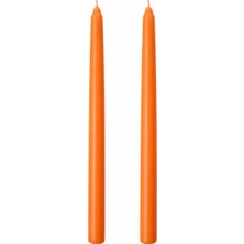2’li Şamdan Turuncu Mum Seti 25 cm – Dekoratif Ince Şamdan Mum, Kokusuz Parafin WAX,%100 Pamuk Fitil, El Döküm, Uzun Süre Yanma (~10 Saat), Şık Sofra, Davet, Nişan, Düğün ve Ev Dekorasyonu Için Zarif