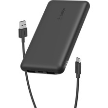 Usb-C Taşınabilir Powerbank, 10000 Mah, 1 USB C Bağlantı Noktası ve 15W'A Kadar 2 USB A Bağlantı Noktası, 14 Pro/14 Pro Max/13, Airpods, Ipad, Galaxy S21/ULTRA Uyumlu - Siyah